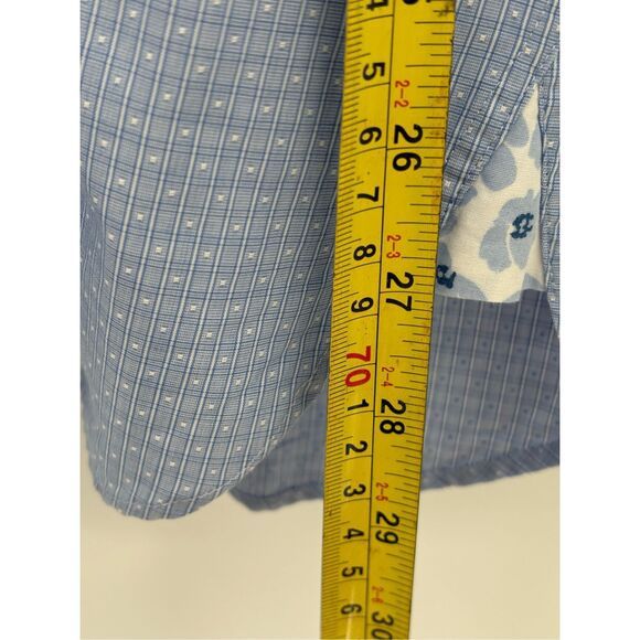 Ted Baker Button Down Shirt Men 16 32/33 Blue Geometric Flip Cuff Long Sleeve - Picture 7 of 10